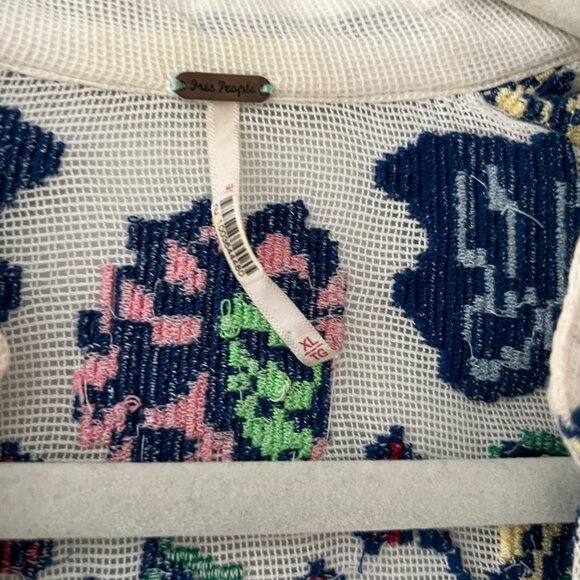 Free People Womens Embroidered Bishop Sleeves Blouse Size XL - Picture 5 of 7